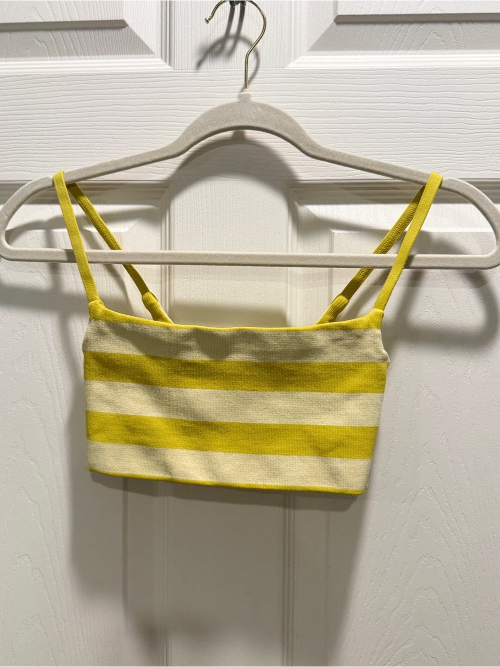 FP Movement Yellow & White Striped Longline Bra Top M/L Athletic Yoga Crop - Picture 2 of 7
